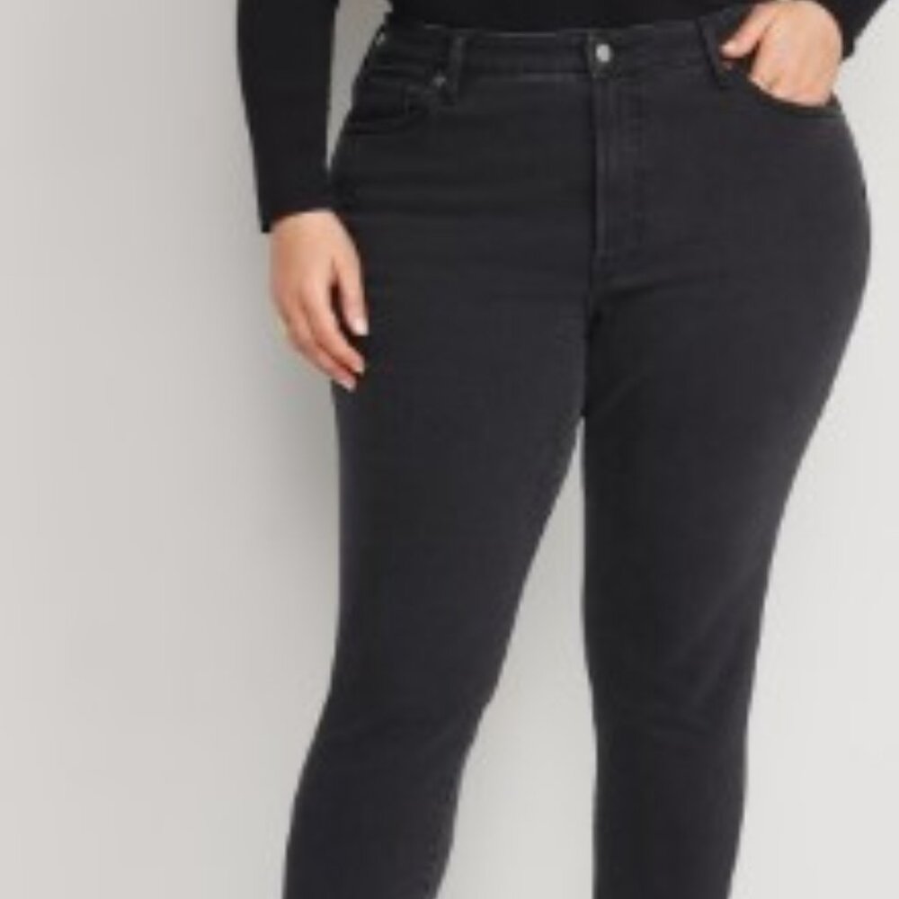 Old Navy O.G Straight High Waist Black Jeans Denim with Built-in Warmth Plus 26